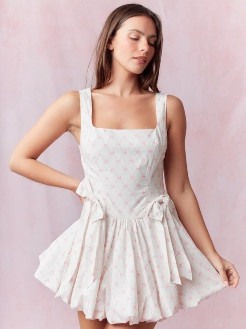 299 โข Coming soon! Cream Pink Bow Detail Princess Dress